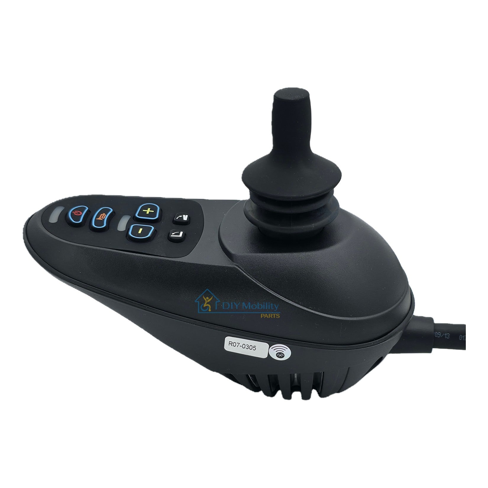 Side view of the Replacement joystick controller for the Majestic IQ-7000 Classic Autofolding Electric Wheelchair. Model X2435B 35A