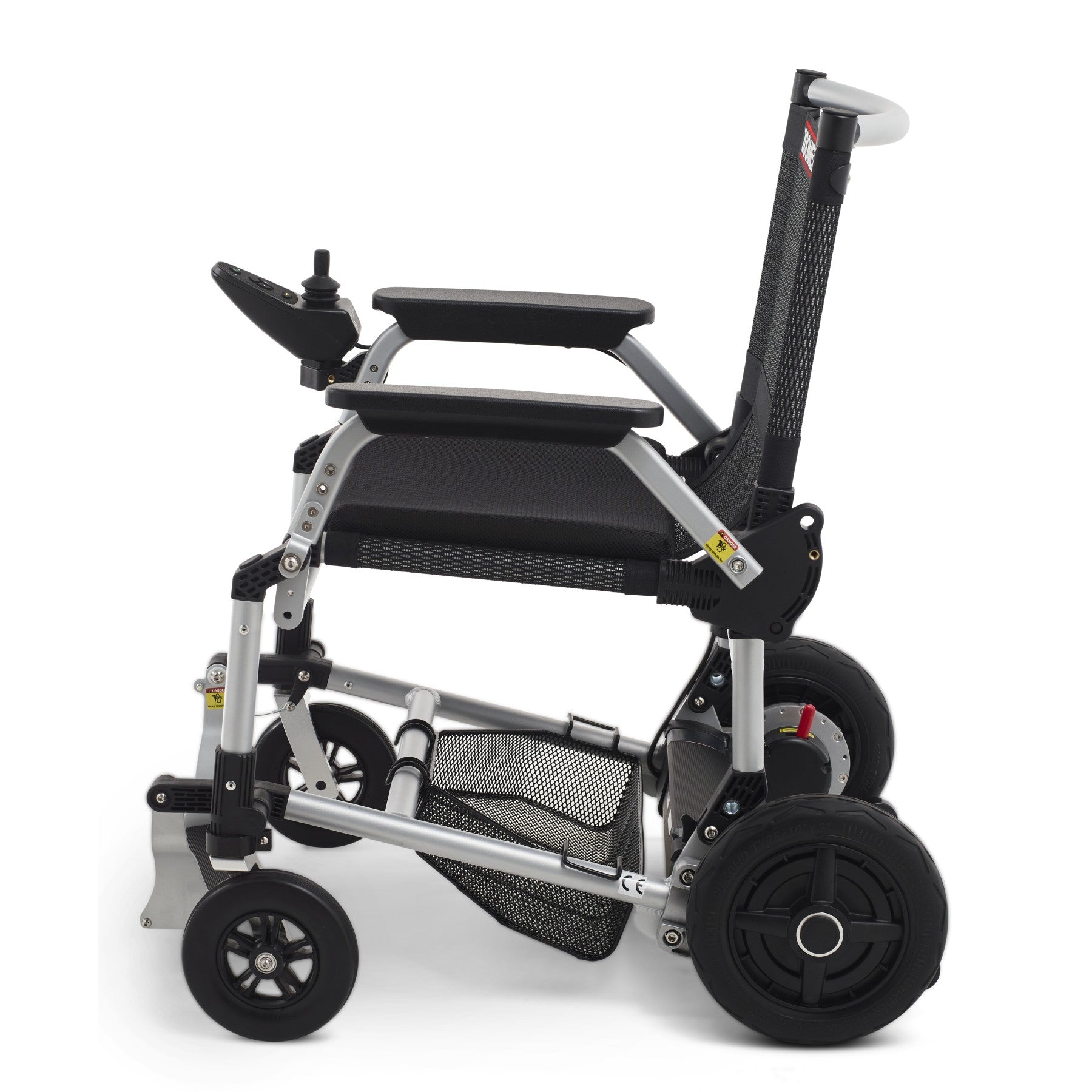 Experience unmatched freedom with the portable lightweight Zoomer Electric Folding Power Chair by Journey Health. Side view shown in black