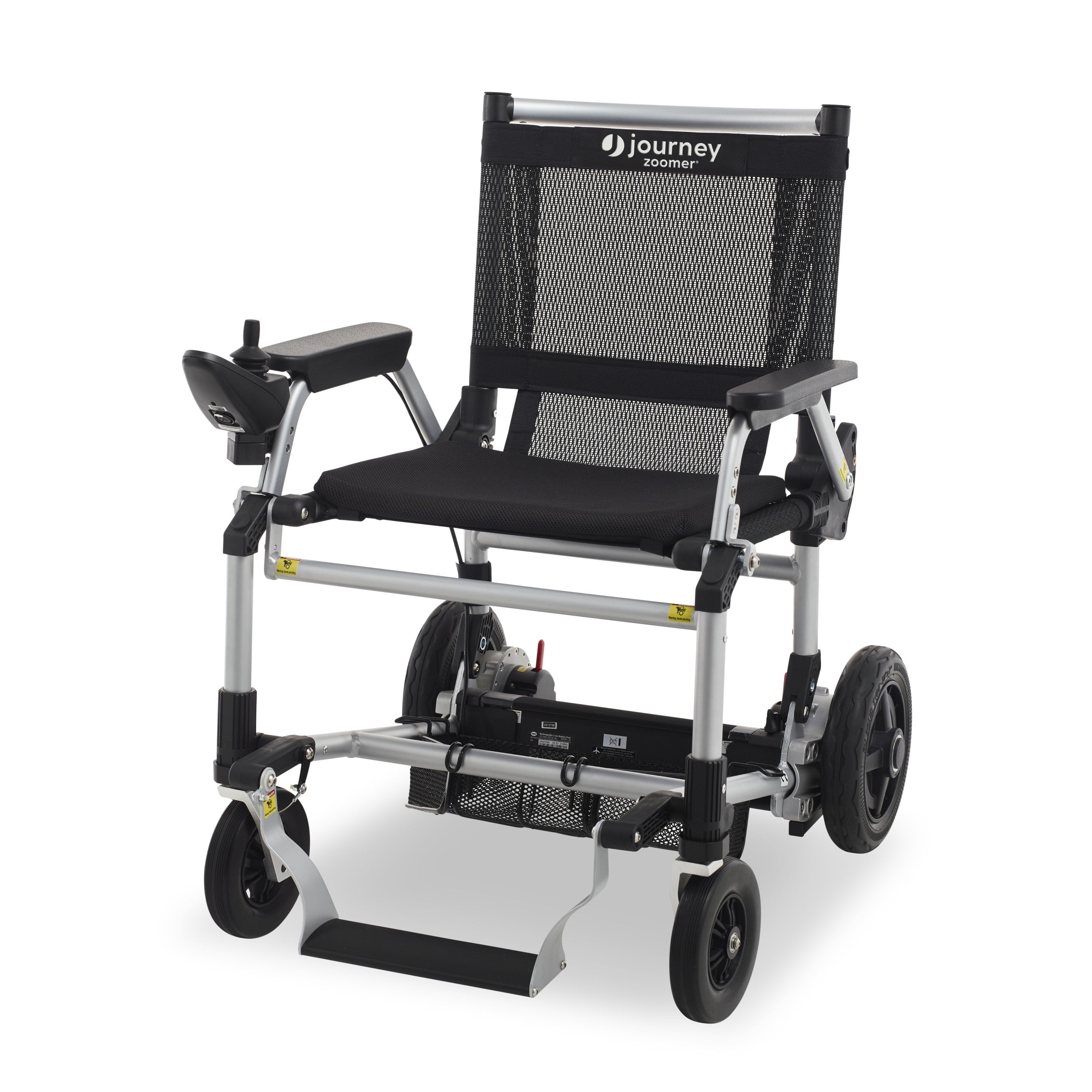 Experience unmatched freedom with the portable lightweight Zoomer Electric Folding Power Chair by Journey Health. Shown in black