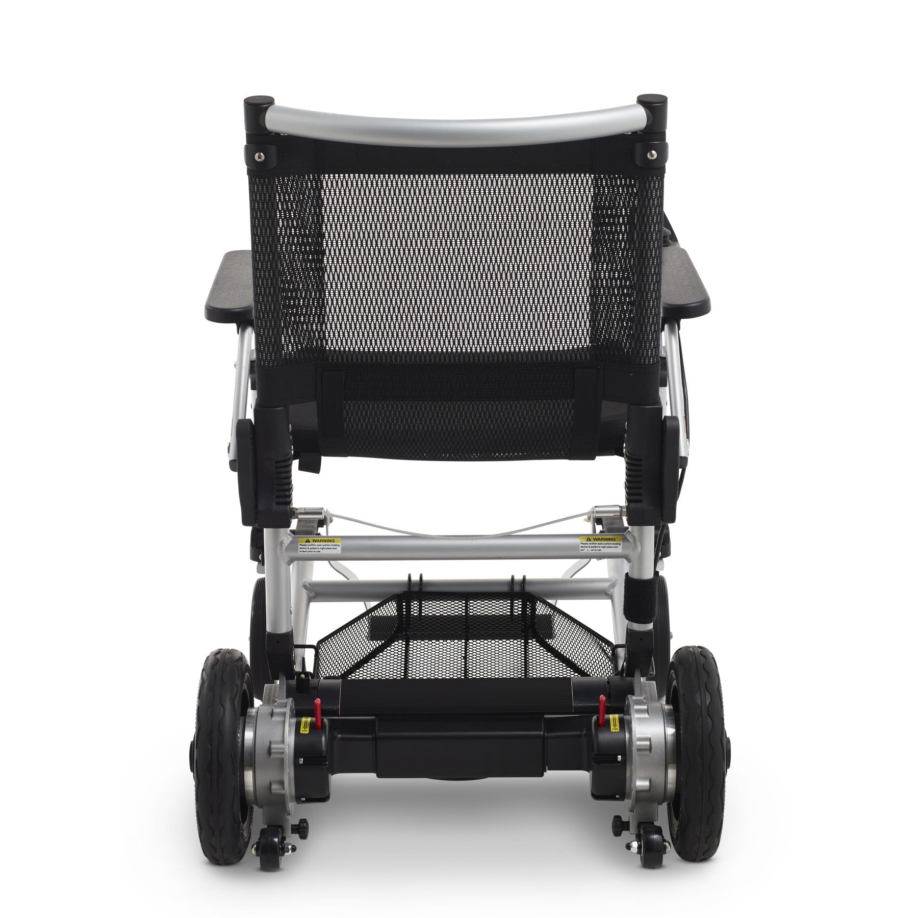 Experience unmatched freedom with the portable lightweight Zoomer Electric Folding Power Chair by Journey Health. Back view shown in black