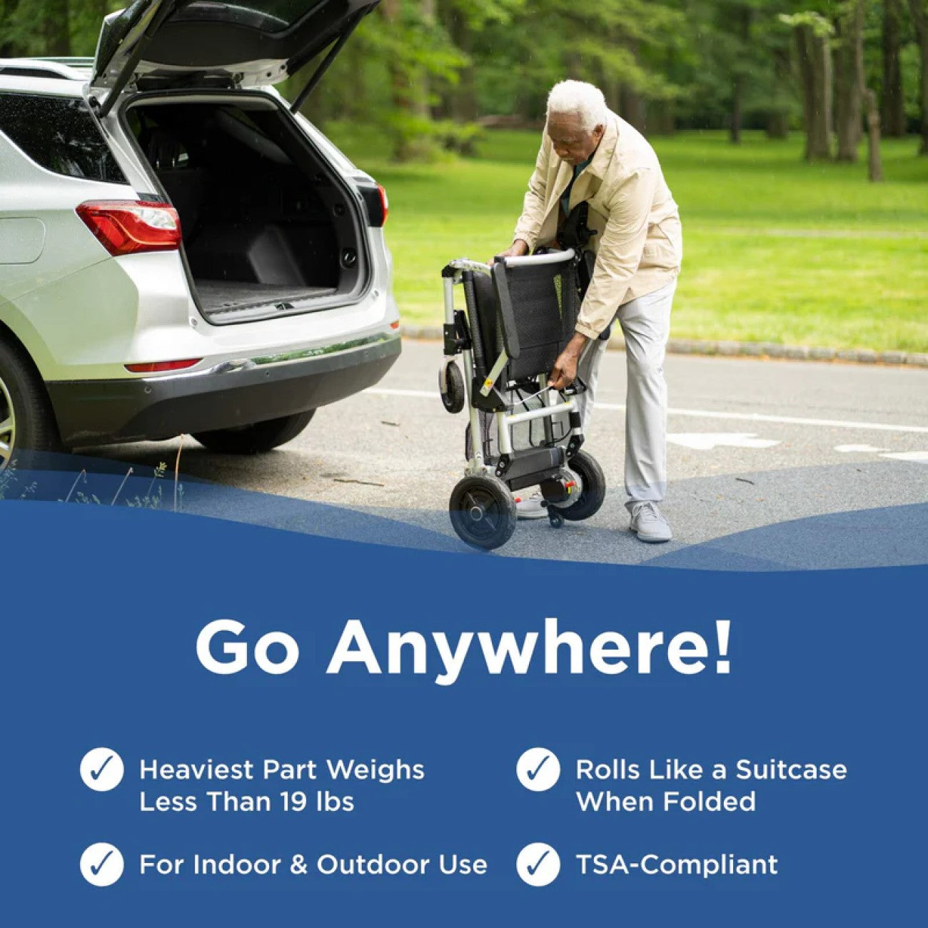 Experience unmatched freedom with the portable lightweight Zoomer Electric Folding Power Chair by Journey Health. Collapses easily and fits in most cars, vans, suvs, and trucks