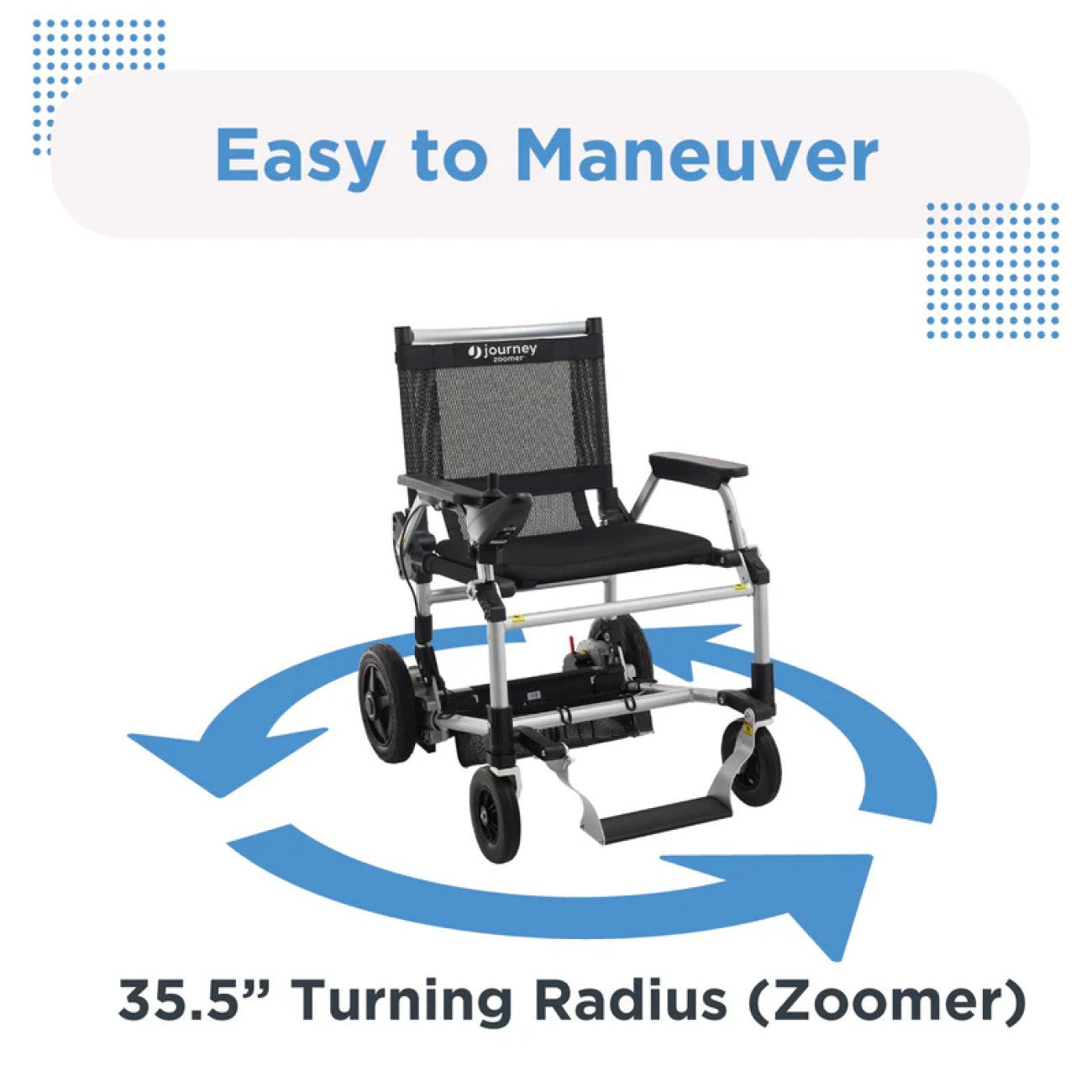 Experience unmatched freedom with the portable lightweight Zoomer Electric Folding Power Chair by Journey Health. Turns on a dime