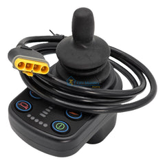 Showing yellow connector of the Replacement 4 Key Joystick Controller for Power Wheelchairs PG Drives D51571.01. Easily replace your unresponsive, damaged, or worn-out controller.