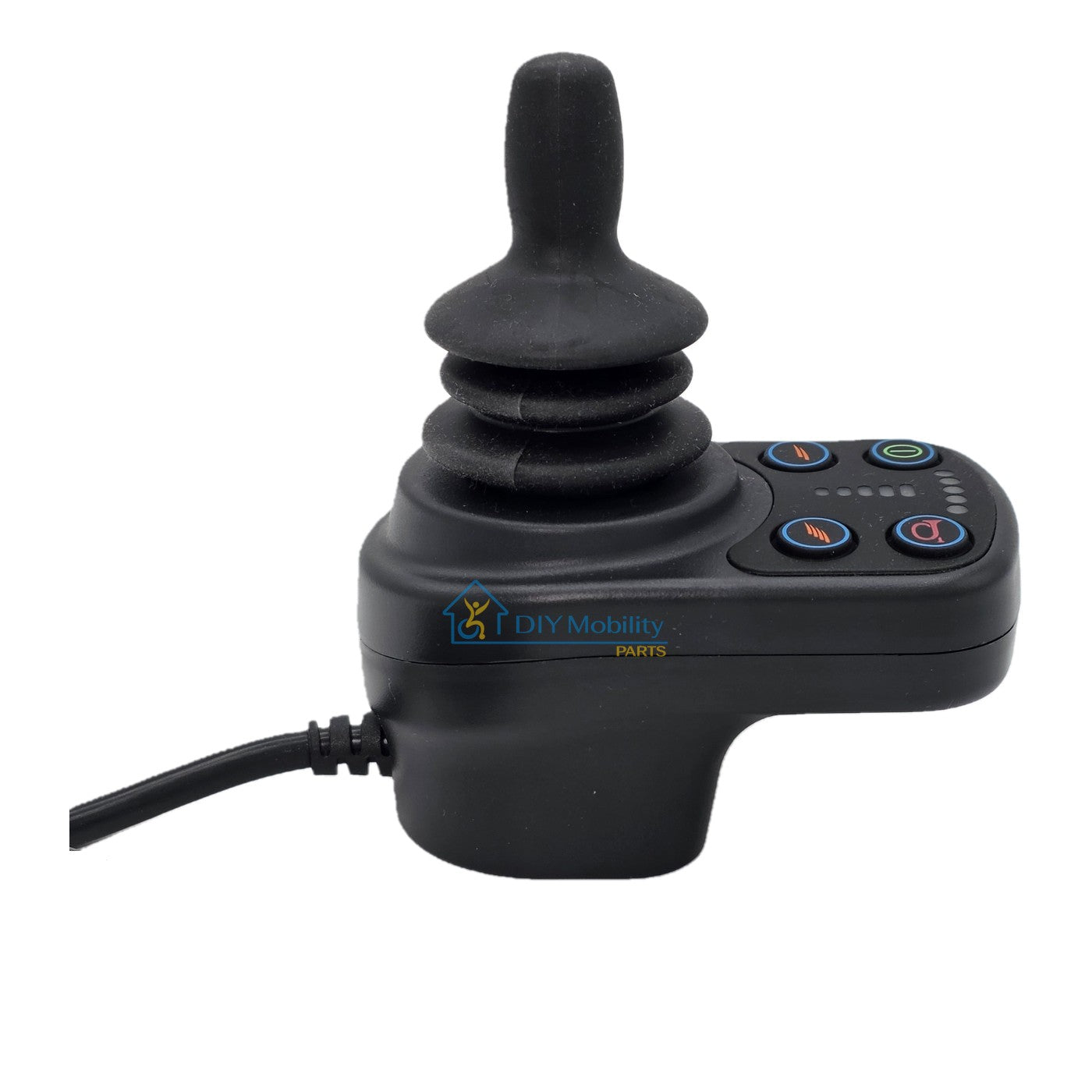 Side view of the Replacement 4 Key Joystick Controller for Power Wheelchairs PG Drives D51571.01. Easily replace your unresponsive, damaged, or worn-out controller.